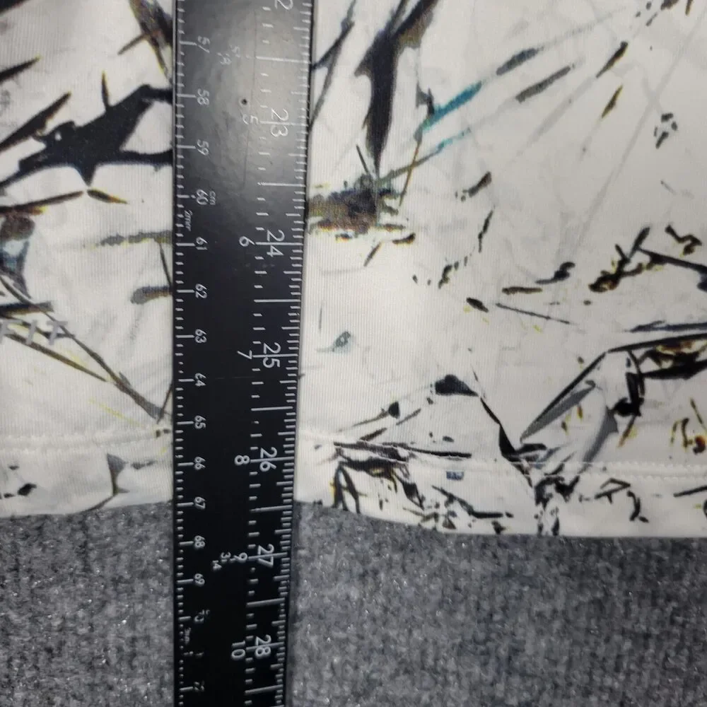 NIKE PRO COMBAT White Abstract Winter Camo Fitted Dri Fit Top SIZE MEDIUM